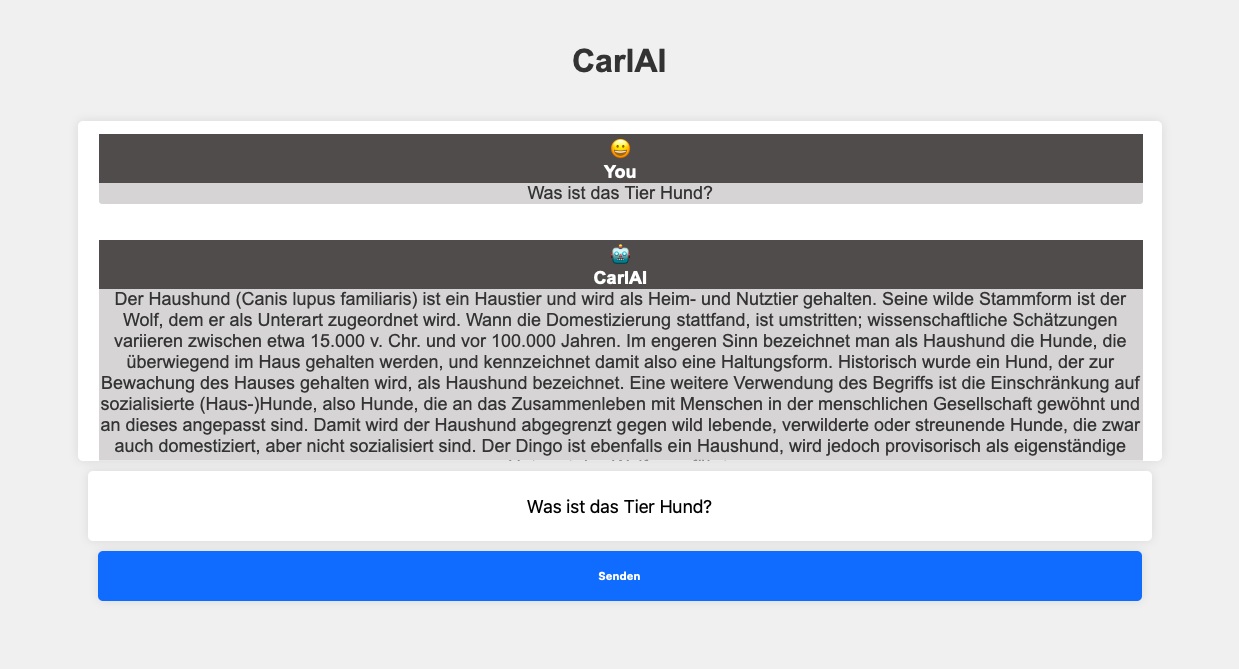 Screenshot von CarlAI